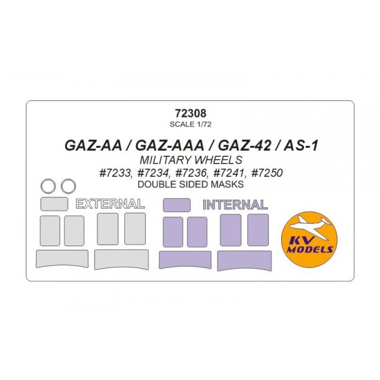 1/72 GAZ-AA/GAZ-AAA/GAZ-42/AS-1 Masking for Military Wheels #7233/34/36/41/50
