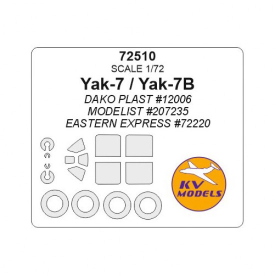 1/72 Yak-7/Yak-7B Masking for Dako Plast #12006/Eastern Express #72220/Modelist #207235