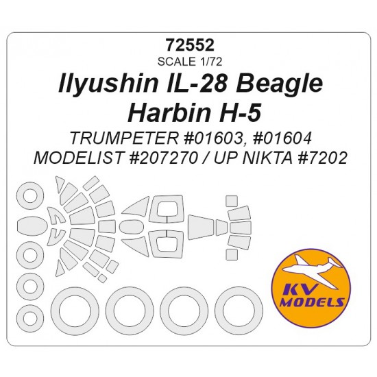 1/72 Il-28/Harbin H-5 Masking for Trumpeter #01603/01604/Modelist #207270/UP Nikta #7202