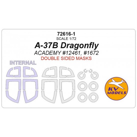 1/72 A-37B Dragonfly Disks and Wheels Masking for Academy #12461 #1672 (double-sided)