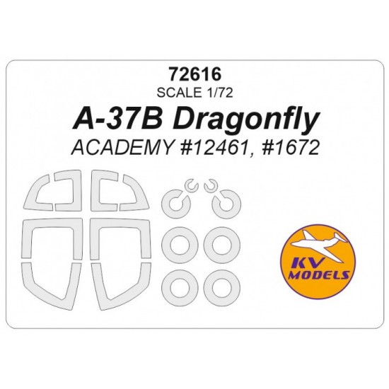 1/72 A-37B Dragonfly Disks and Wheels Masking for Academy #12461 #1672