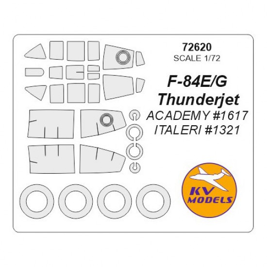 1/72 F-84E/G Thunderjet Masking for Academy #1617/Italeri #1321
