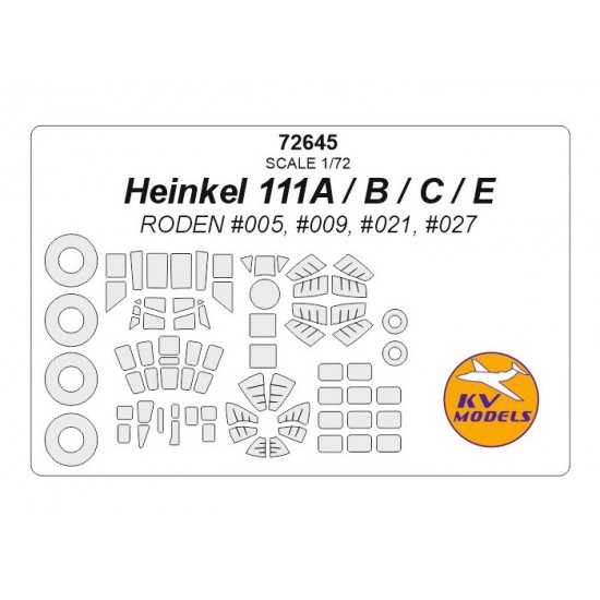 1/72 Heinkel 111A/B/C/E Masking for Roden #005, #009, #021, #027