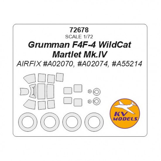 1/72 Grumman F4F-4 WildCat/Martlet Mk.IV Masking for Airfix #A02070, #A02074, #A55214