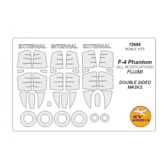 1/72 F-4 Phantom (all modifications) Double-sided Masking for Fujimi kits