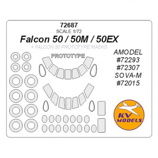 1/72 Falcon 50/50EX/50M Masking for Amodel #72293, #72307/Sova-M #72015