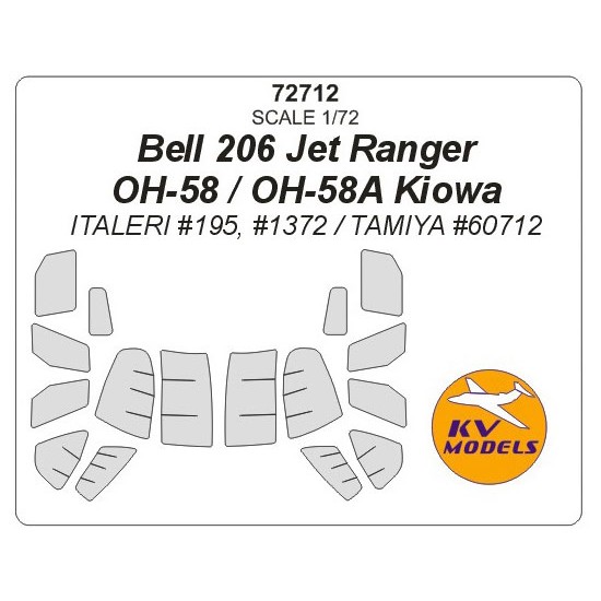 1/72 Bell 206 Jet Ranger/OH-58/OH-58A Kiowa Masking for Italeri #195, #1372/Tamiya #60712