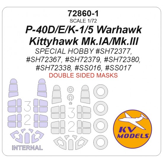 1/72 P-40D/E/K-1/5 Warhawk/Kittyhawk Mk.IA/Mk.III Masks for Special Hobby