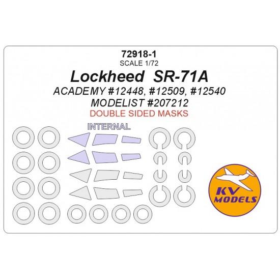 1/72 Lockheed  SR-71A Double-sided Masking for Academy #12448, #12509, #12540 Modelist