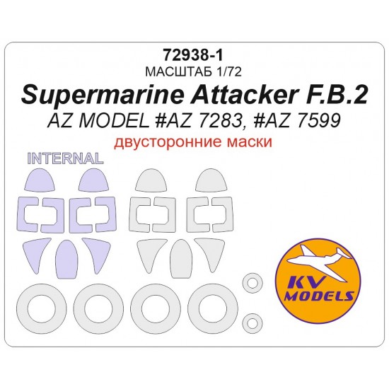 1/72 Supermarine Attacker F.B.2 (Double sided) Masking for AZ Models #7283/7599 kits