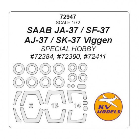 1/72 SAAB JA-37/SF-37/AJ-37/SK-37 Viggen Masking for Special Hobby #72384, #72390, #72411