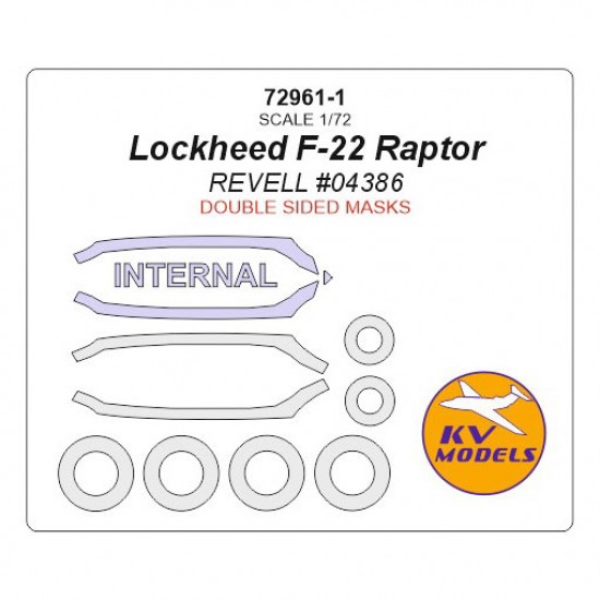 1/72 Lockheed F-22 Raptor Double-sided Masking for Revell #04386