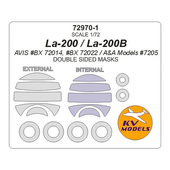 1/72 La-200/La-200B Double-sided Masking for Avis #BX72014, #BX72022/A&A Models #7205