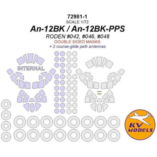 1/72 An-12BK/An-12BK-PPS Double-sided Paint Masking for Roden #042/046/048