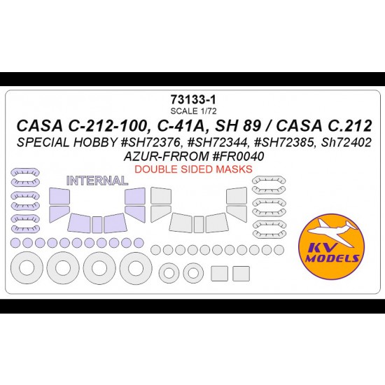 1/72 Casa C-212-100, C-41A, SH 89/C.212 Double-sided Masks for Special Hobby kits