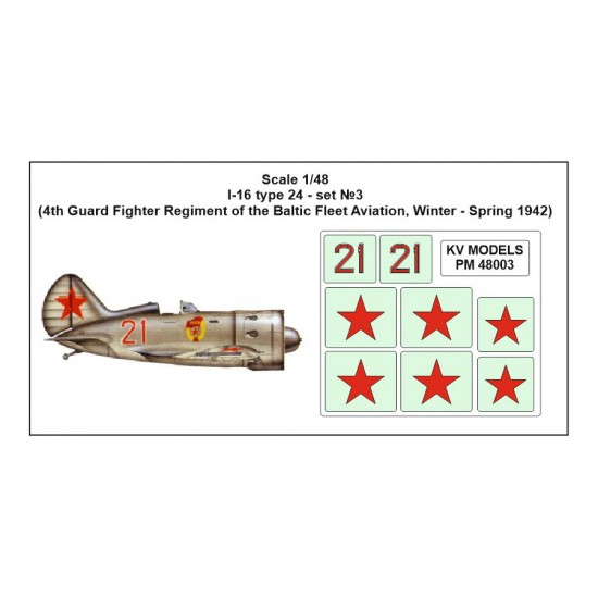 1/48 I-16 Type 24 Stencil 4th Guard Fighter Regiment of the Baltic Fleet Aviation 1942