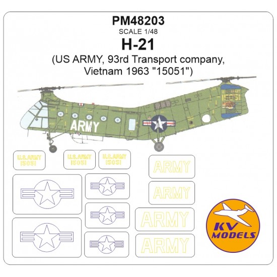 1/48 H-21 Masks for US ARMY, 93rd Transport company, Vietnam 1963 15051 Italeri