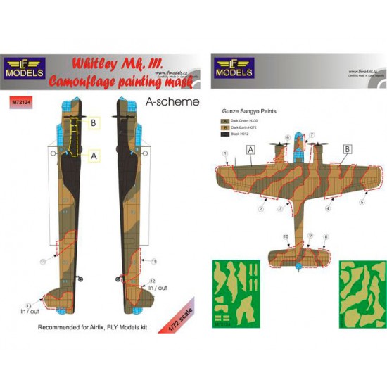 1/72 Whitley Mk.III A Camo Painting Mask with decal for Airfix/FLY Models