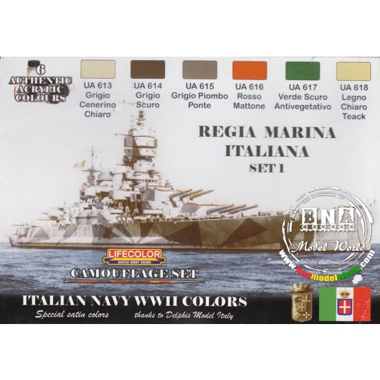 Acrylic Paint Set - WWII Italian Navy (22ml x 6) LifeColor LC-CS15