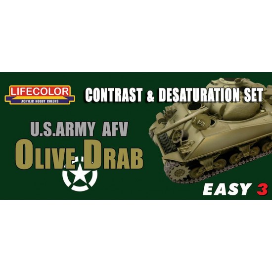 US Army AFV Olive Drab, Contrast & Desaturation Paint Set (22ml x3)