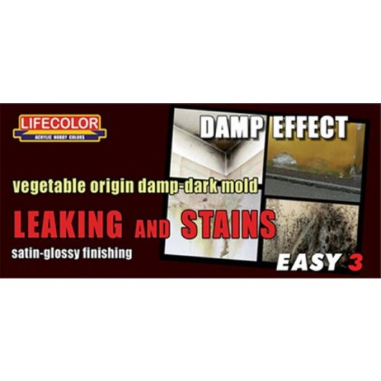 Easy 3 Acrylic Paint Set - Damp Effect Damp-Dark Mold Leaking & Stains (22ml x3)