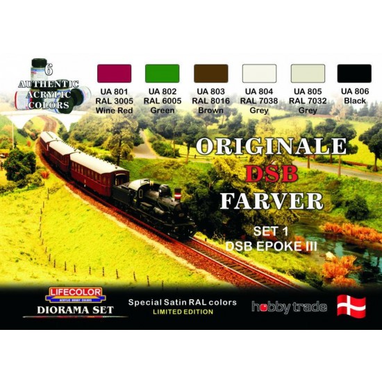Acrylic Paint Set - Danish State Railways (Original DSB) Set 1 [Limited Edition] (22mlx6)