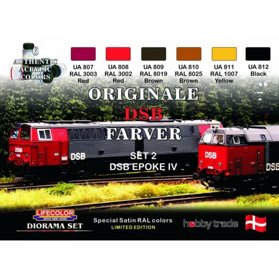Acrylic Paint Set - Danish State Railways (Original DSB) Set 2 [Limited Edition] (22mlx6)