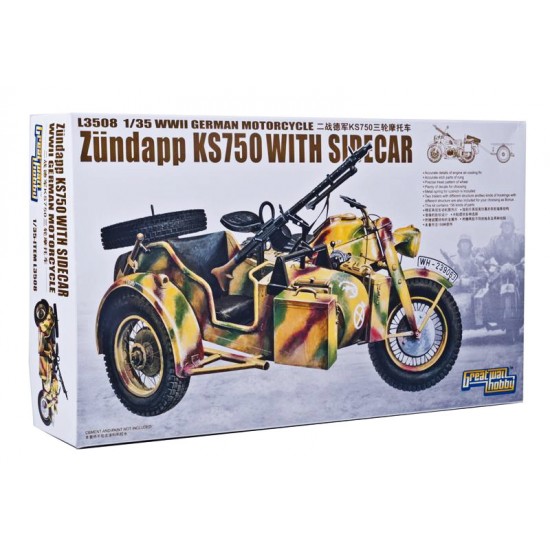 1/35 WWII German Motorcycle Zundapp KS750 + Sidecar