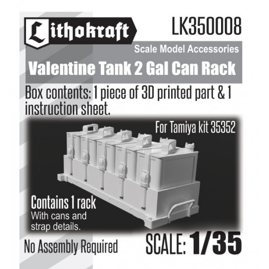 1/35 Valentine Tank 2 Gal Can Rack for Tamiya kit #35352