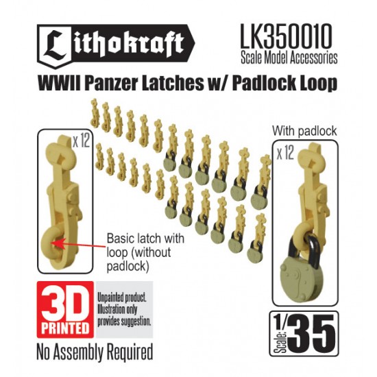 1/35 WWII Panzer Latches w/Padlock Loop