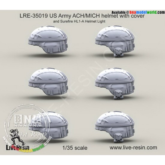 1/35 US Army ACH/MICH Helmet with Cover & Surefire HL1-A Helmet Light