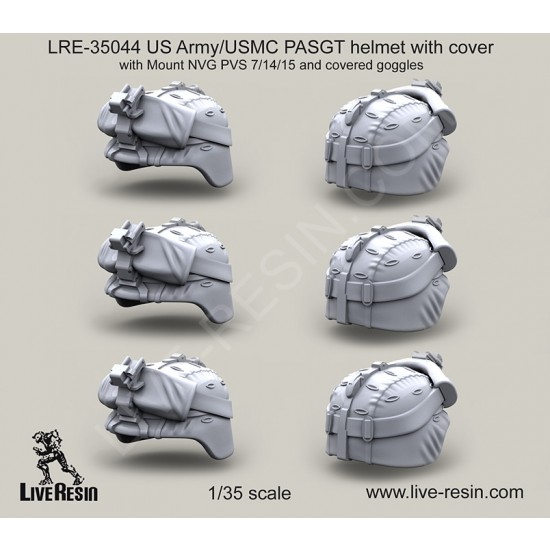 1/35 US Army PASGT Helmet with Cover w/Mount NVG PVS 7/14/15 & covered goggles
