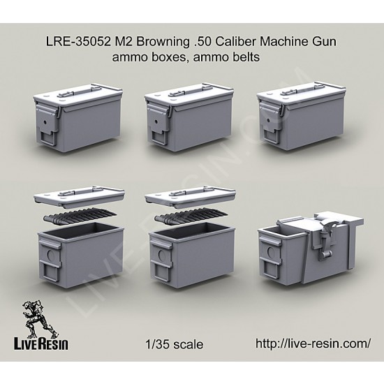 1/35 M2 Browning .50 Caliber Machine Gun Ammo Boxes & Ammo Belts