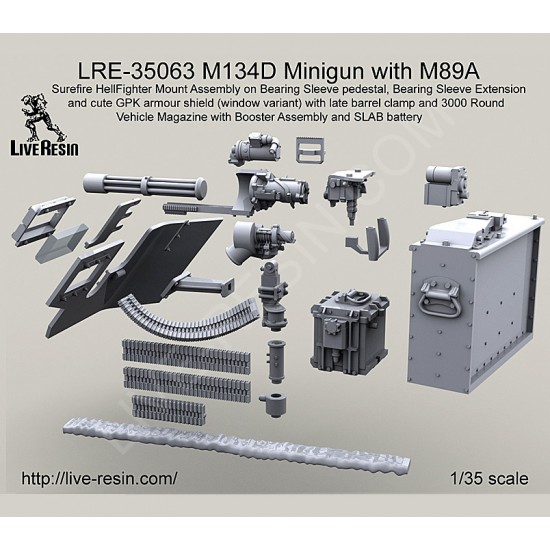 1/35 M134D Minigun w/M89A Surefire HellFighter Mount Assembly GPK Shield (Window)