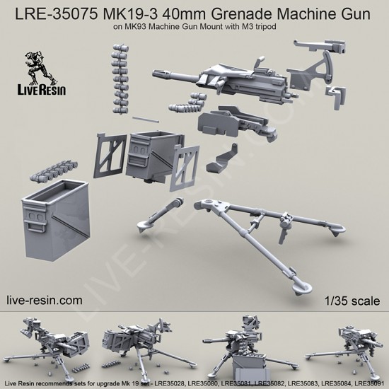1/35 MK19-3 40mm Grenade Machine Gun on MK93 Machine Gun Mount with M3 Tripod
