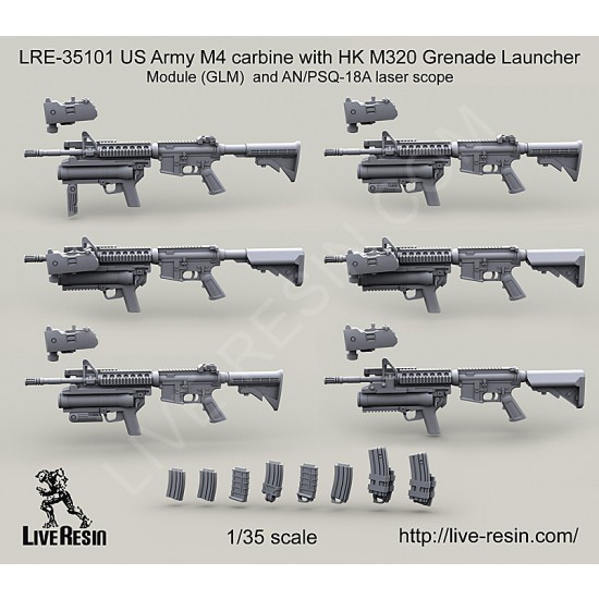 1/35 US Army M4 Carbine w/HK M320 Grenade Launcher Module(GLM) & AN/PSQ-18A Scope