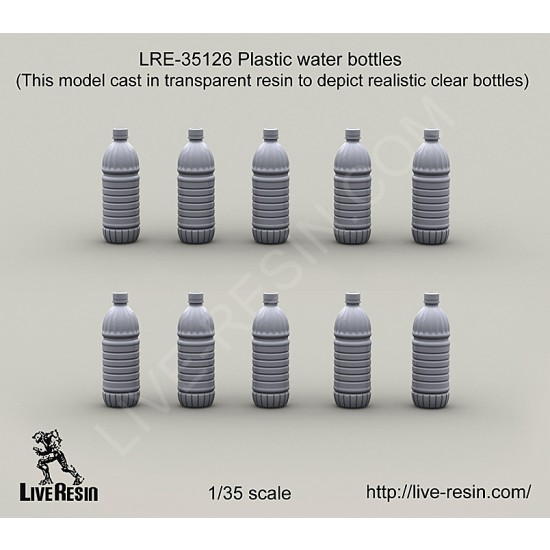 1/35 Plastic Water Bottles (10pcs, by Transparent Resin)
