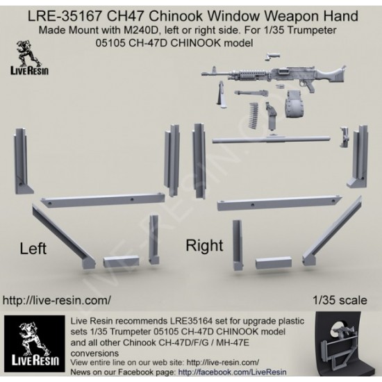 1/35 CH47 Chinook Window Weapon Hand Made Mount with M240D for Trumpeter #05105