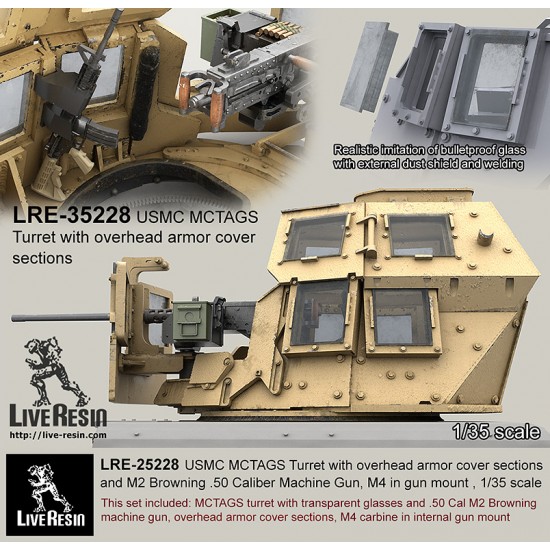 1/35 USMC MCTAGS Turret w/Overhead Armour Cover Sections & M2 .50 Calibre Machine Gun