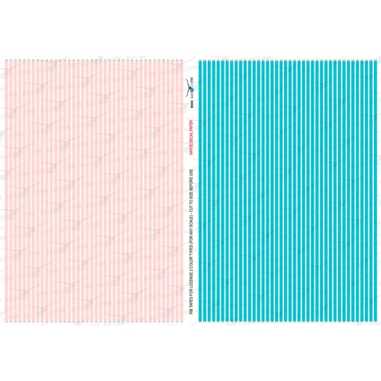 Rib Tapes 2 Colour Any Scale (White Decal Paper, A4 Size 297x210mm) (# ...