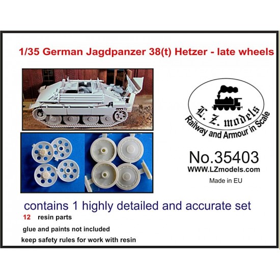1/35 German Jagdpanzer 38(t) Hetzer Late Wheels set (12 Resin parts)