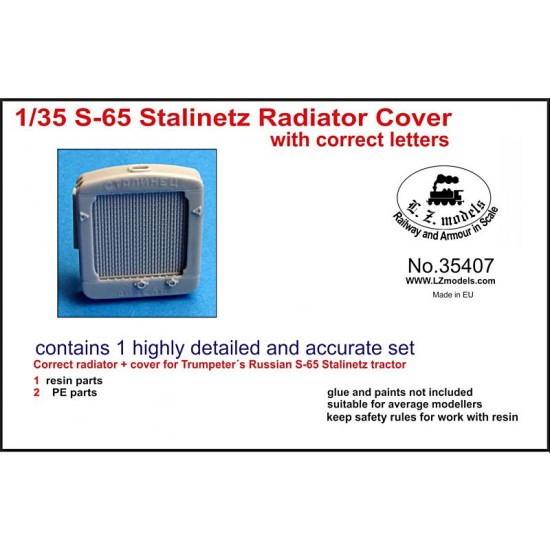 1/35 Russian Stalinetz S65 Radiator Cover with Correct Letters for Trumpeter kit