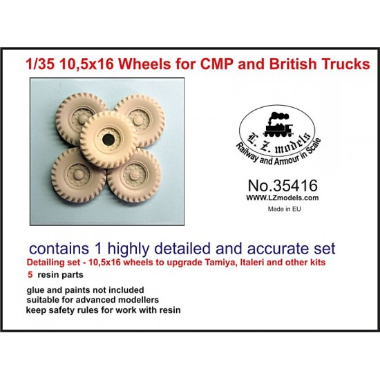 1/35 10.5x16 Wheels for CMP and British Trucks (5 wheels)