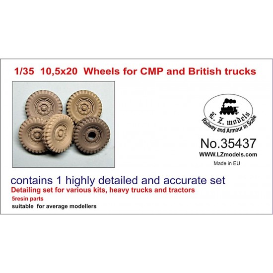 1/35 10.5x20 Wheels for CMP and British Trucks (5 resin wheels)