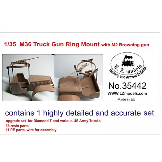 1/35 M36 Truck Gun Ring Mount with M2 Browning Gun for Trucks in US Army Service