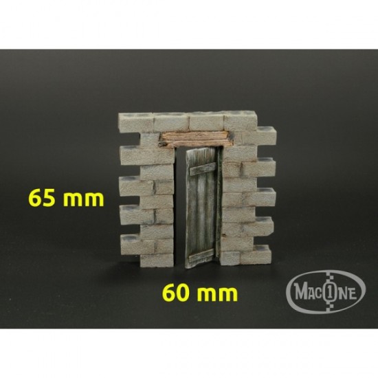 1/35 Concrete Blocks Wall with Door (60x65mm)