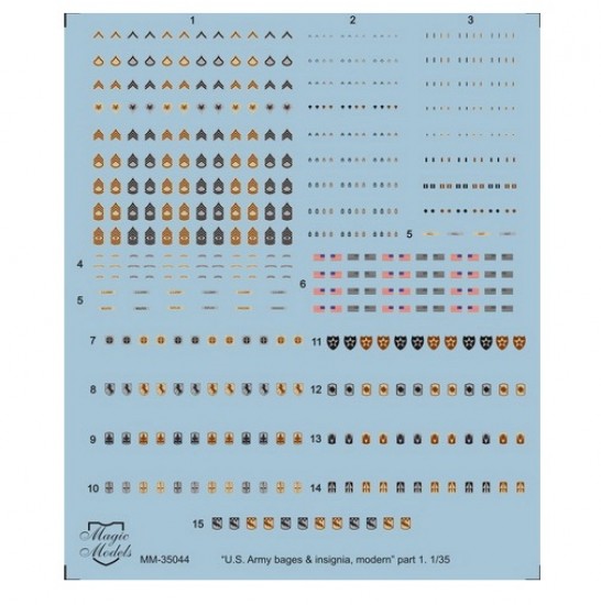 Decals for 1/35 Modern US Army Badges & Insignia Part 1