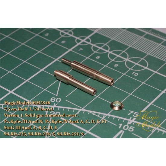 1/35 7.5cm KwK L/24 Gun Barrel Ver.1 Solid Gun Armoured Cover