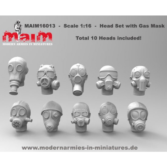 1/16 Heads Set with Gas Mask