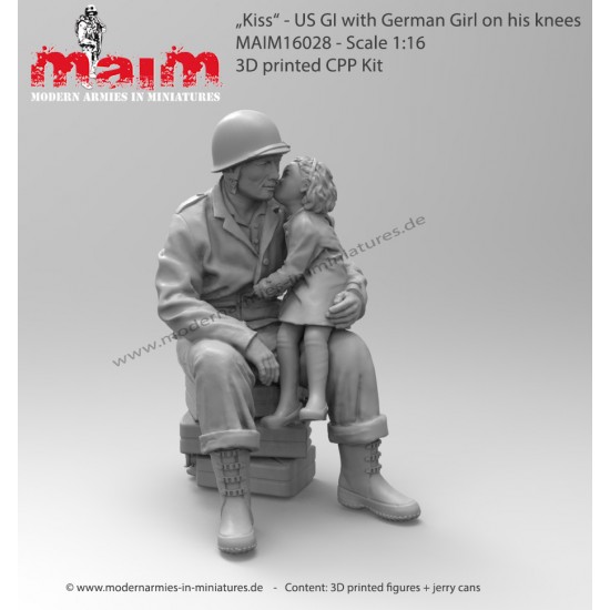 1/16 Kiss - US Gi With German Girl On His Knees (2 figures,3D printed soft resin)